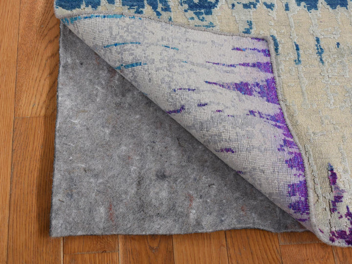 2'7" x 14'0" New Hand Knotted Ivory Wool & Silk Runner Oriental Rug - MOA10287636
