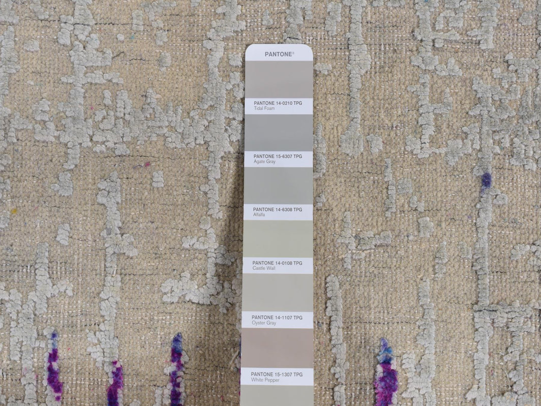 2'7" x 14'0" New Hand Knotted Ivory Wool & Silk Runner Oriental Rug - MOA10287636