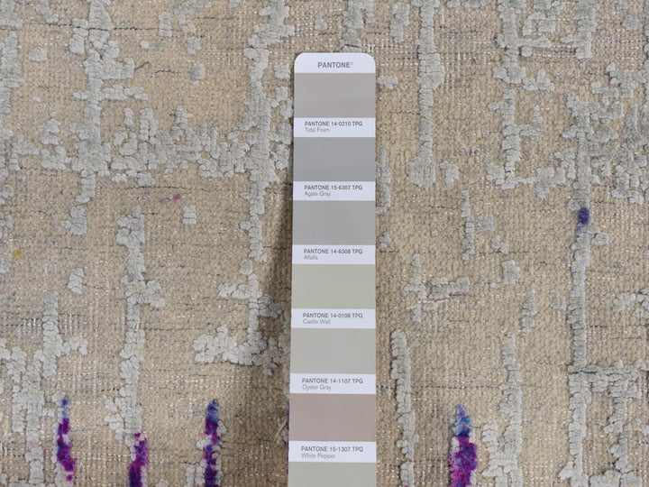 2'7" x 14'0" New Hand Knotted Ivory Wool & Silk Runner Oriental Rug - MOA10287636