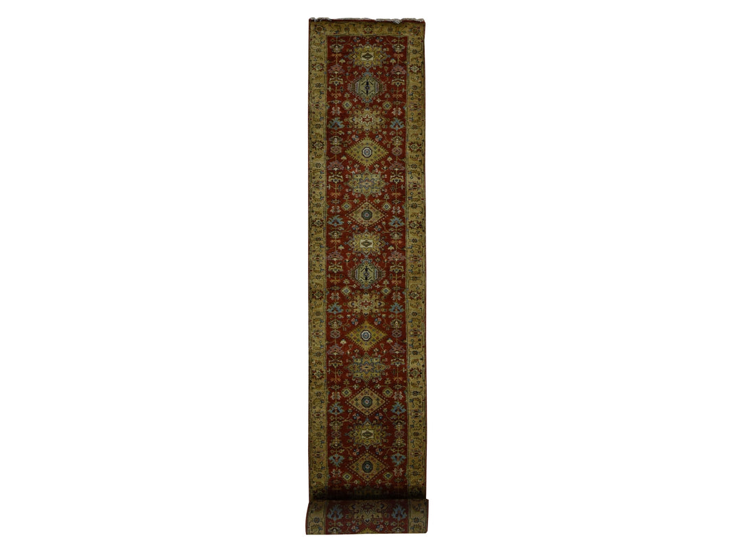 2'7" x 19'10" New Hand Knotted Red Wool Runner Oriental Rug - MOA10287637