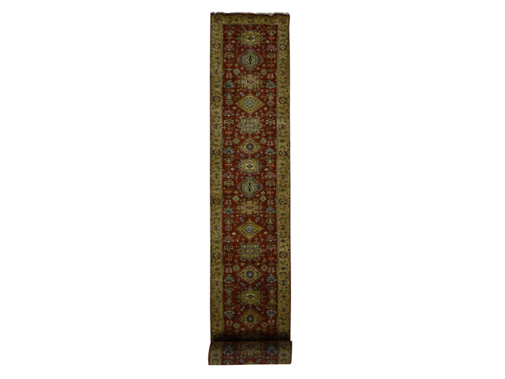 2'7" x 19'10" New Hand Knotted Red Wool Runner Oriental Rug - MOA10287637