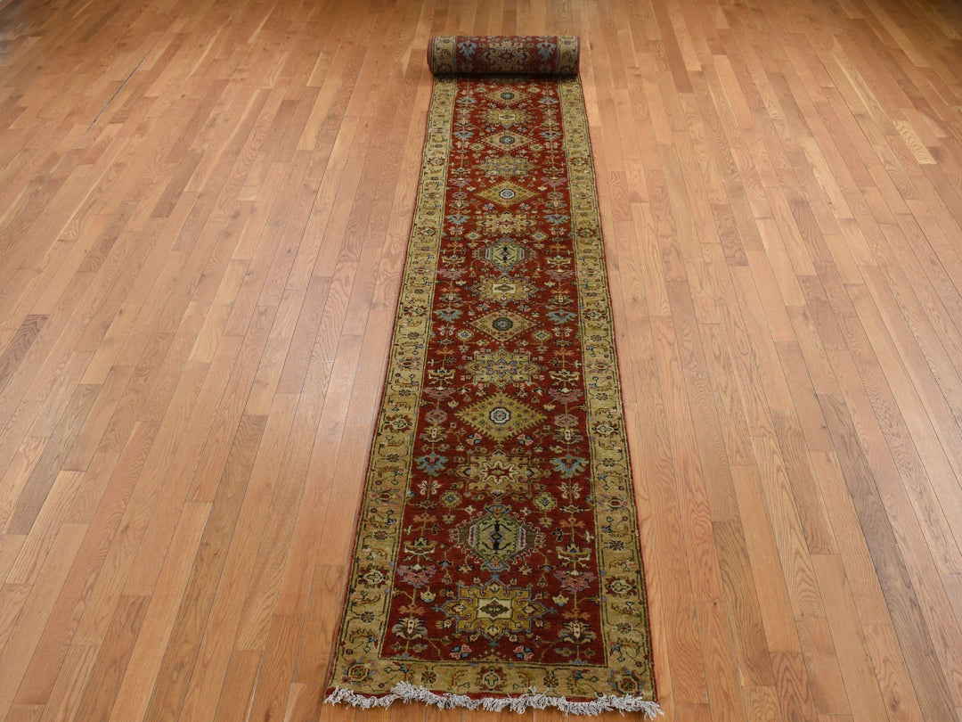 2'7" x 19'10" New Hand Knotted Red Wool Runner Oriental Rug - MOA10287637
