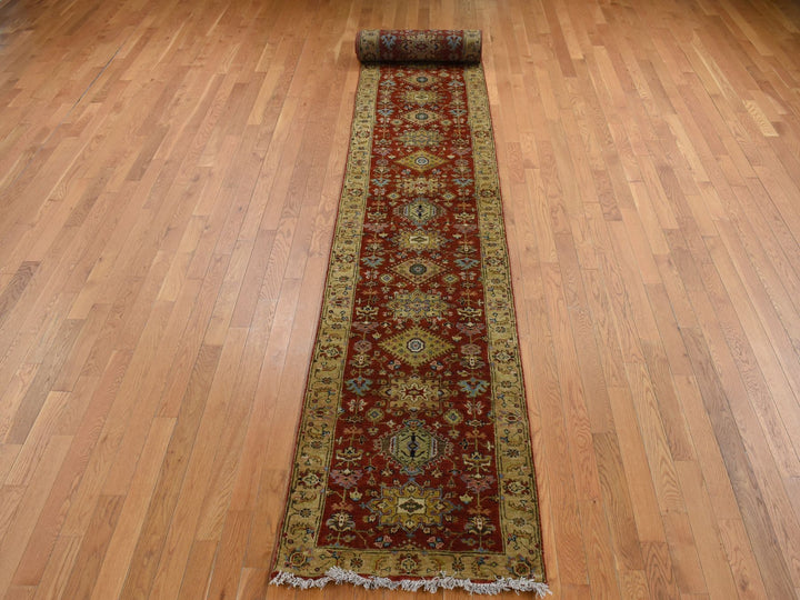 2'7" x 19'10" New Hand Knotted Red Wool Runner Oriental Rug - MOA10287637