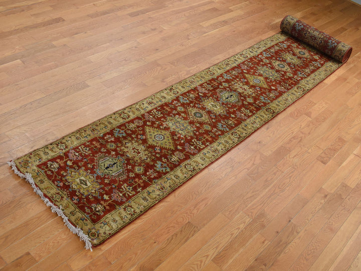 2'7" x 19'10" New Hand Knotted Red Wool Runner Oriental Rug - MOA10287637