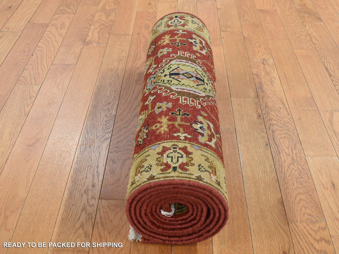 2'7" x 19'10" New Hand Knotted Red Wool Runner Oriental Rug - MOA10287637