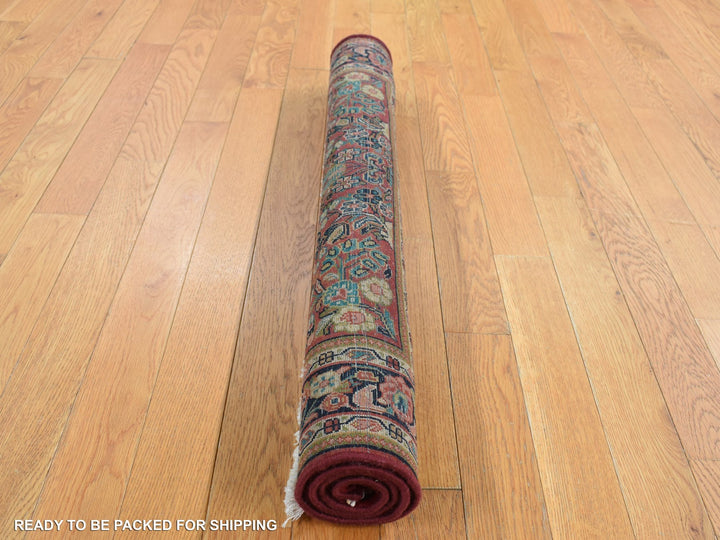 3'0" x 3'0" Vintage Hand Knotted Red Wool Rectangle Oriental Rug - MOA10287640