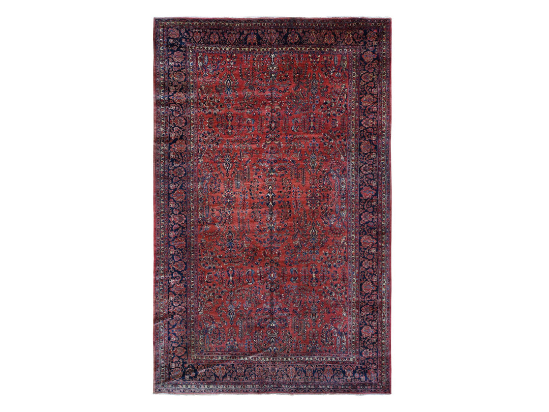 10'8" x 17'2" Vintage Hand Knotted Red Wool Rectangle Oriental Rug - MOA10287641