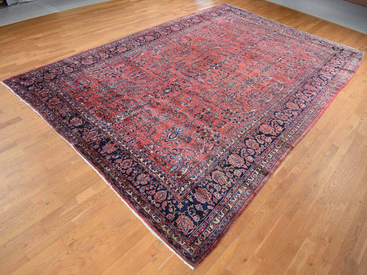 10'8" x 17'2" Vintage Hand Knotted Red Wool Rectangle Oriental Rug - MOA10287641