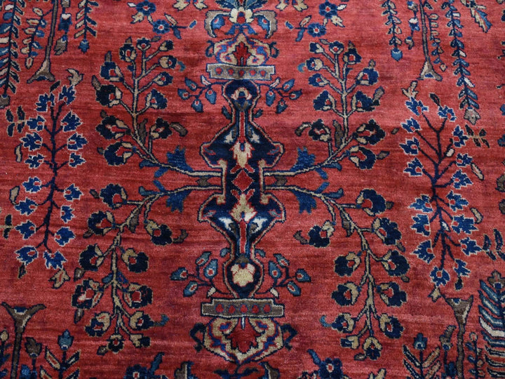 10'8" x 17'2" Vintage Hand Knotted Red Wool Rectangle Oriental Rug - MOA10287641