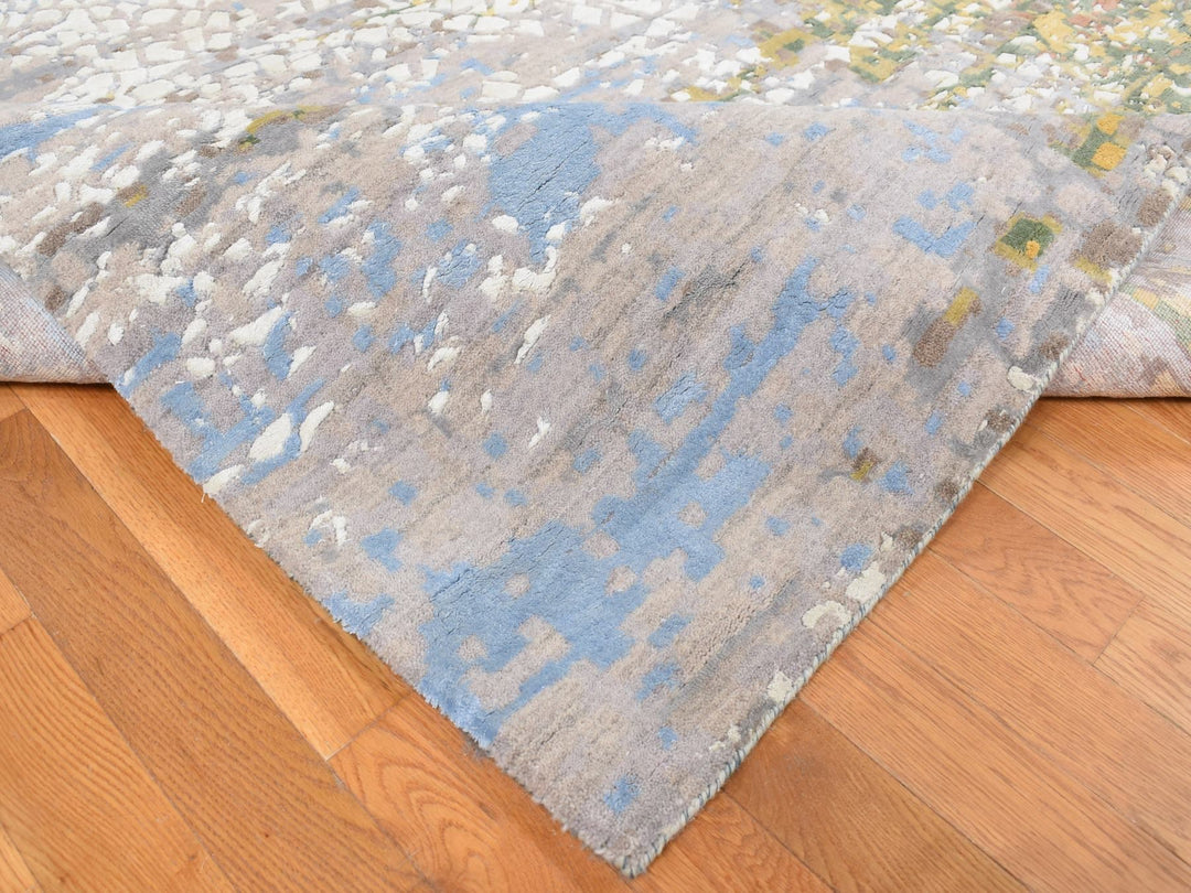 12'0" x 15'0" New Hand Knotted Brown Wool & Pure Silk Rectangle Oriental Rug - MOA10287649