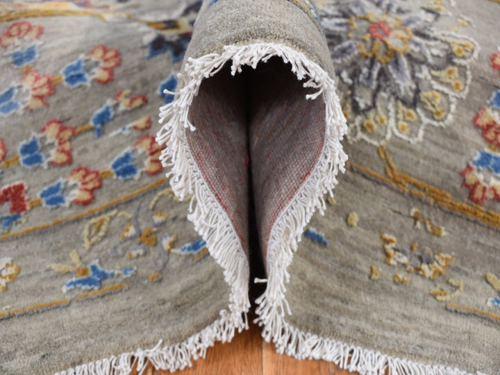 12'0" x 15'1" New Hand Knotted Beige Wool & Pure Silk Rectangle Oriental Rug - MOA10287650