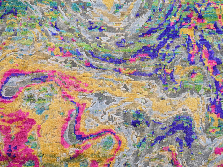 3'0" x 9'2" New Hand Knotted Multicolored Wool & Silk Runner Oriental Rug - MOA10287654