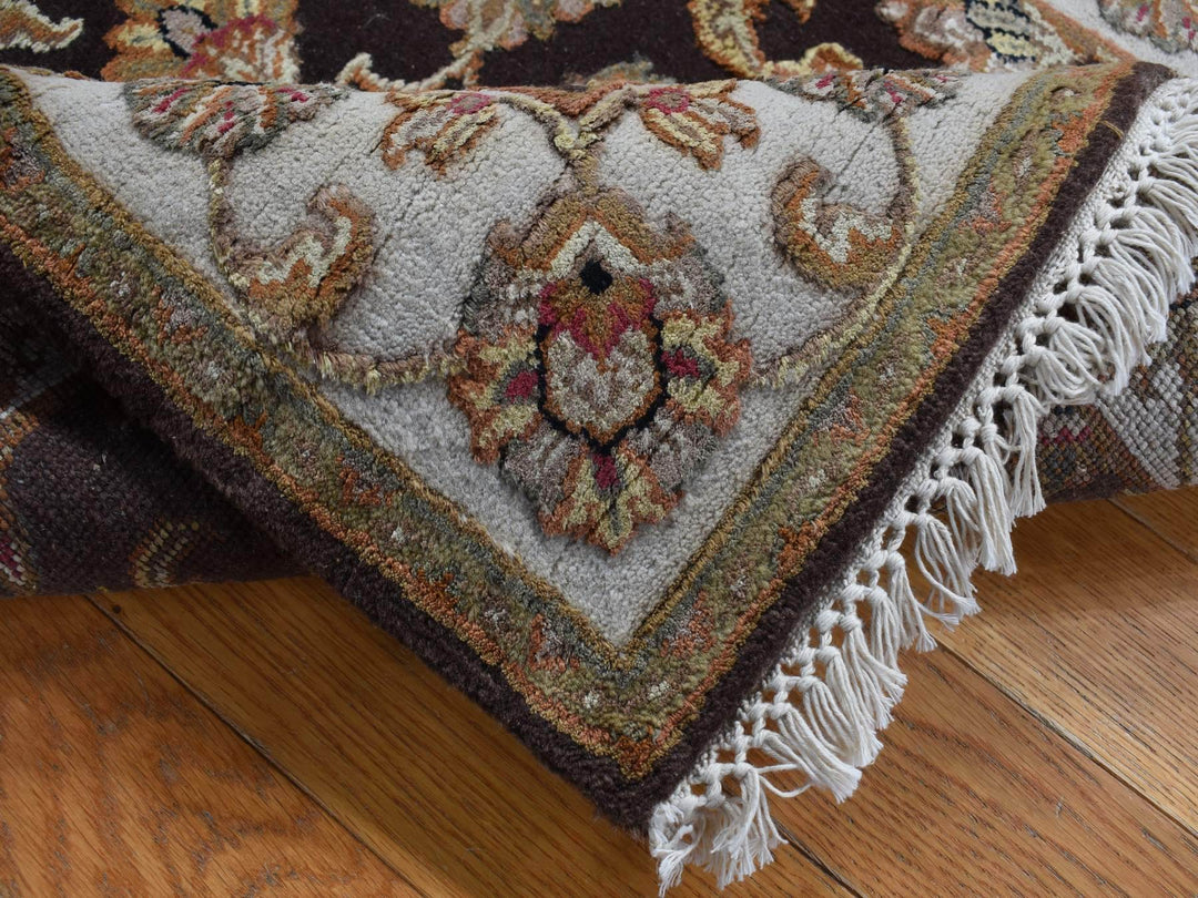 2'7" x 15'9" New Hand Knotted Brown Wool & Silk Runner Oriental Rug - MOA10287656
