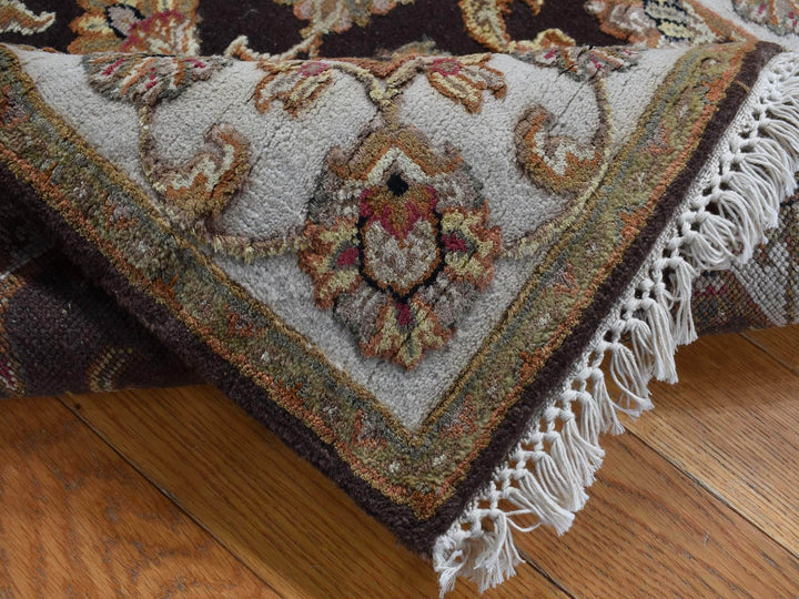 2'7" x 15'9" New Hand Knotted Brown Wool & Silk Runner Oriental Rug - MOA10287656
