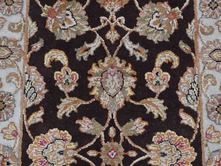 2'7" x 15'9" New Hand Knotted Brown Wool & Silk Runner Oriental Rug - MOA10287656