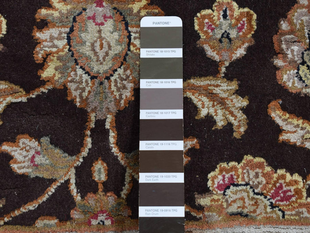 2'7" x 15'9" New Hand Knotted Brown Wool & Silk Runner Oriental Rug - MOA10287656