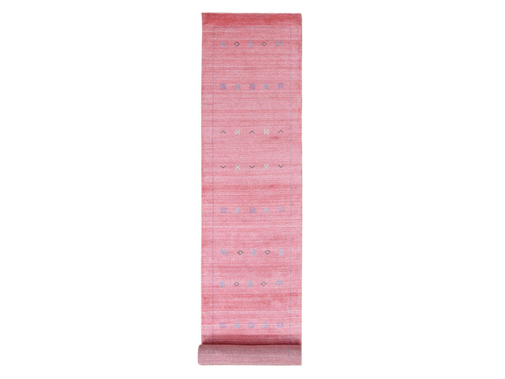 2'8" x 13'6" New Hand Knotted Pink Wool & Silk Runner Oriental Rug - MOA10287659