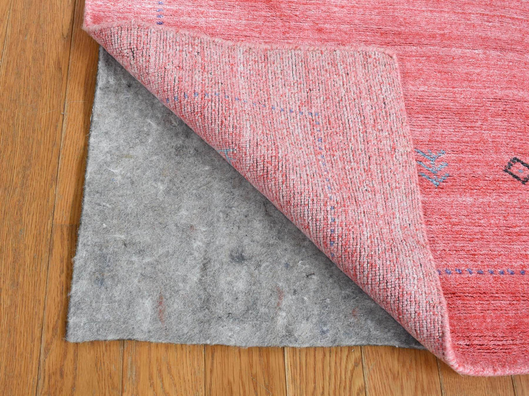 2'8" x 13'6" New Hand Knotted Pink Wool & Silk Runner Oriental Rug - MOA10287659