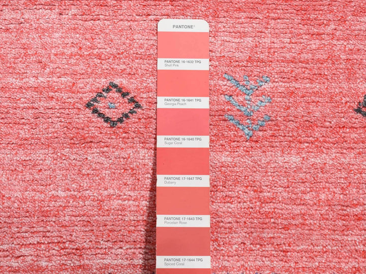 2'8" x 13'6" New Hand Knotted Pink Wool & Silk Runner Oriental Rug - MOA10287659