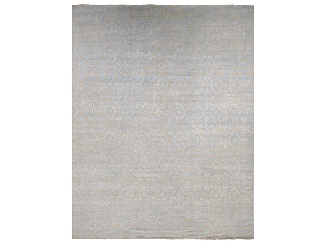 11'10" x 15'0" New Hand Knotted Brown Wool & Silk Rectangle Oriental Rug - MOA10287663