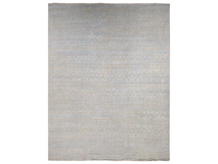 11'10" x 15'0" New Hand Knotted Brown Wool & Silk Rectangle Oriental Rug - MOA10287663