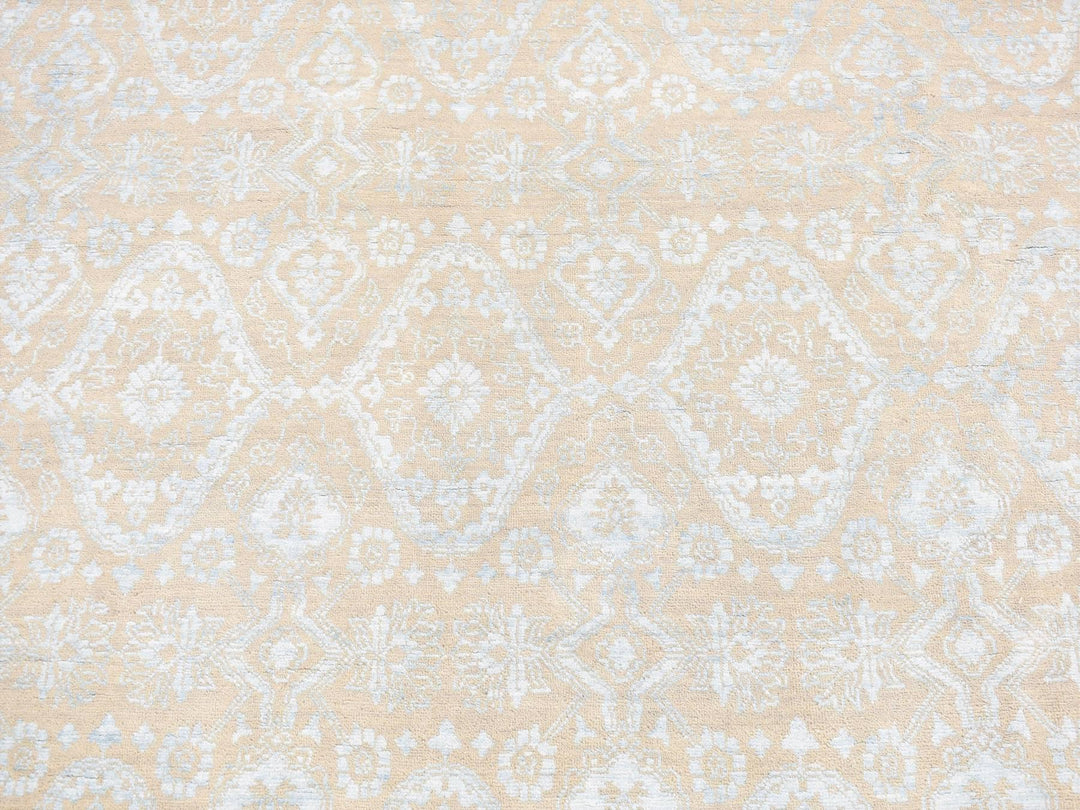 11'10" x 15'0" New Hand Knotted Brown Wool & Silk Rectangle Oriental Rug - MOA10287663