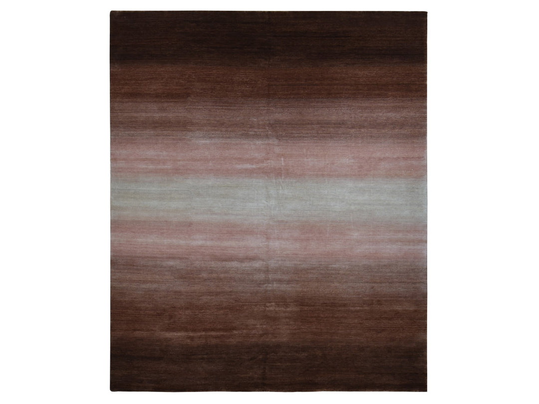12'4" x 15'0" New Hand Knotted Brown Wool Rectangle Oriental Rug - MOA10287664