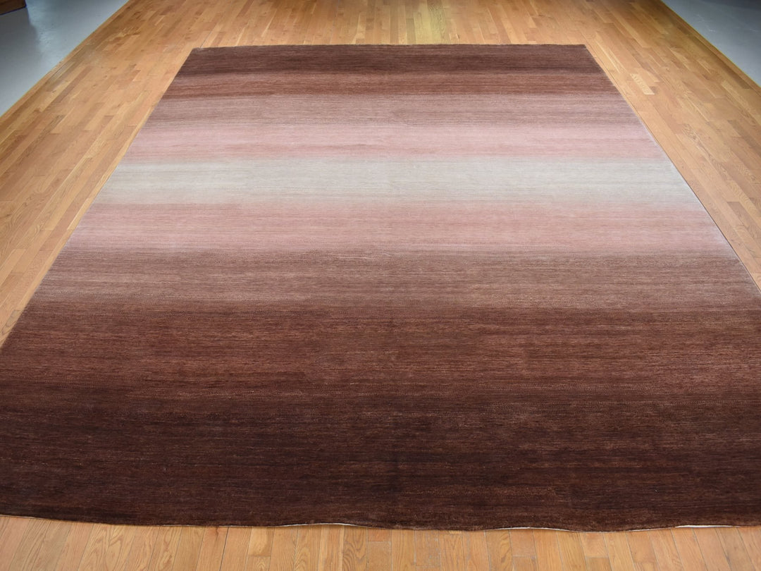 12'4" x 15'0" New Hand Knotted Brown Wool Rectangle Oriental Rug - MOA10287664