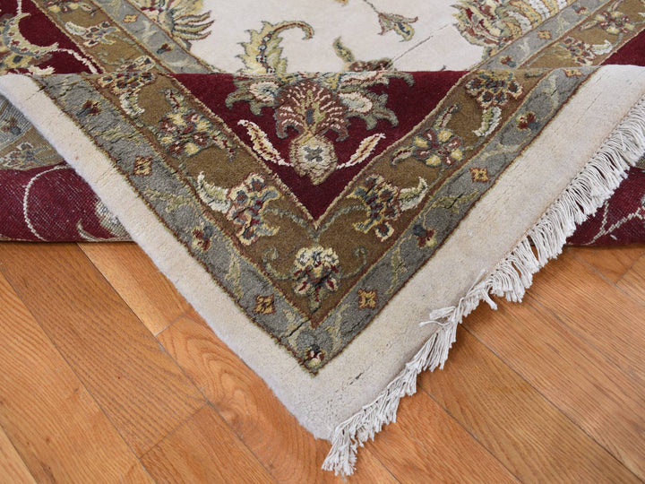 12'0" x 15'3" New Hand Knotted Ivory Wool & Silk Rectangle Oriental Rug - MOA10287665