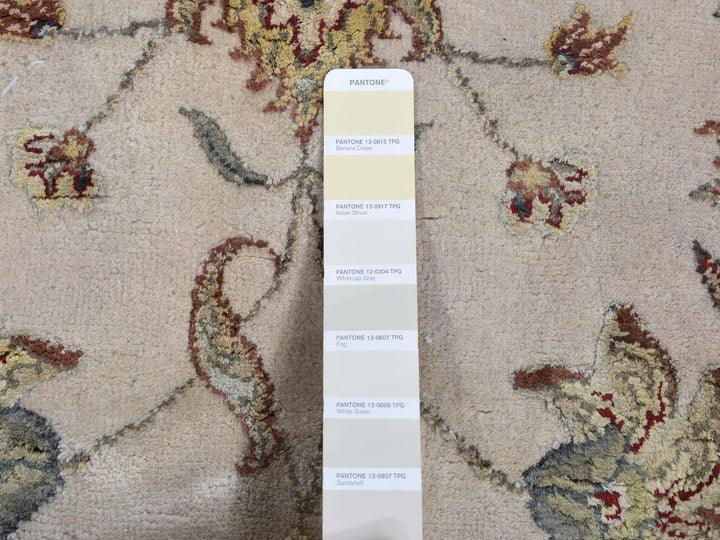 12'0" x 15'3" New Hand Knotted Ivory Wool & Silk Rectangle Oriental Rug - MOA10287665