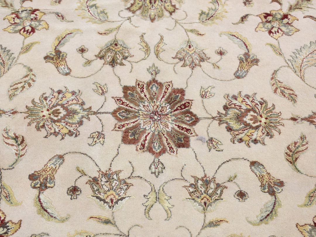 12'0" x 15'3" New Hand Knotted Ivory Wool & Silk Rectangle Oriental Rug - MOA10287665