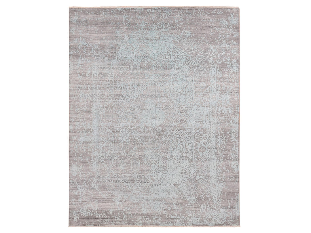 11'10" x 14'10" New Hand Knotted Green Wool & Silk Rectangle Oriental Rug - MOA10287675