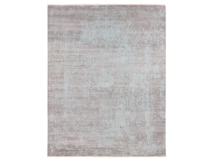 11'10" x 14'10" New Hand Knotted Green Wool & Silk Rectangle Oriental Rug - MOA10287675