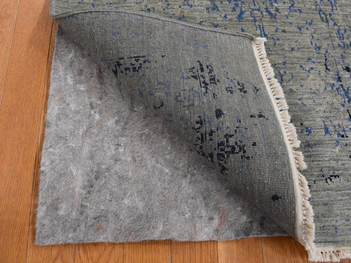 3'1" x 5'0" New Hand Knotted Grey Wool & Silk Rectangle Oriental Rug - MOA10287682