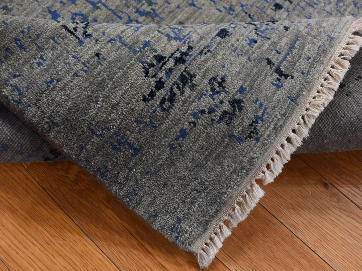 3'1" x 5'0" New Hand Knotted Grey Wool & Silk Rectangle Oriental Rug - MOA10287682