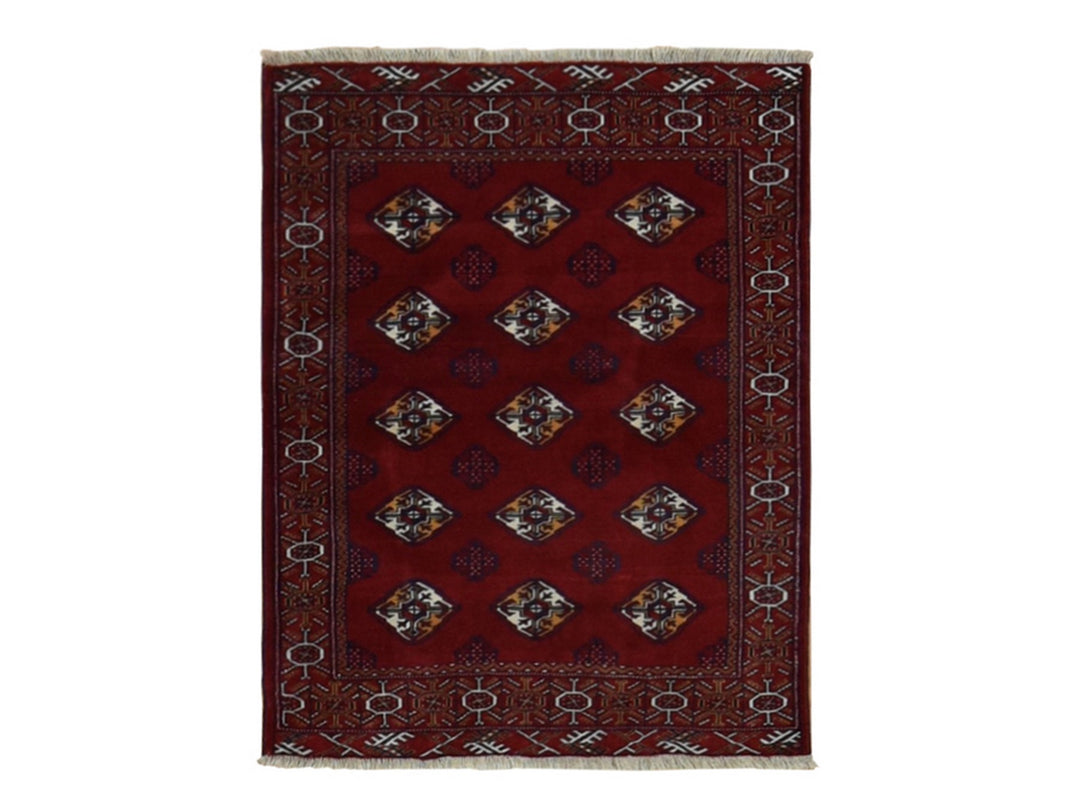 3'3" x 4'2" New Hand Knotted Red Wool Rectangle Oriental Rug - MOA10287684