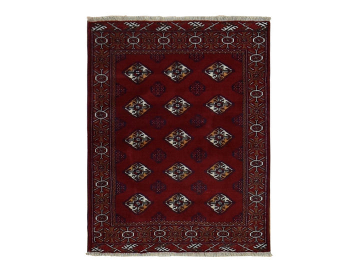 3'3" x 4'2" New Hand Knotted Red Wool Rectangle Oriental Rug - MOA10287684