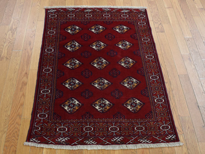 3'3" x 4'2" New Hand Knotted Red Wool Rectangle Oriental Rug - MOA10287684