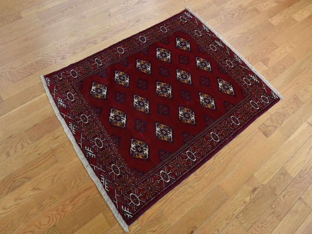 3'3" x 4'2" New Hand Knotted Red Wool Rectangle Oriental Rug - MOA10287684