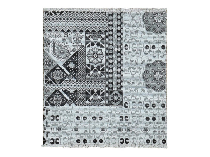 2'8" x 3'0" New Hand Knotted Grey Wool Rectangle Oriental Rug - MOA10287686