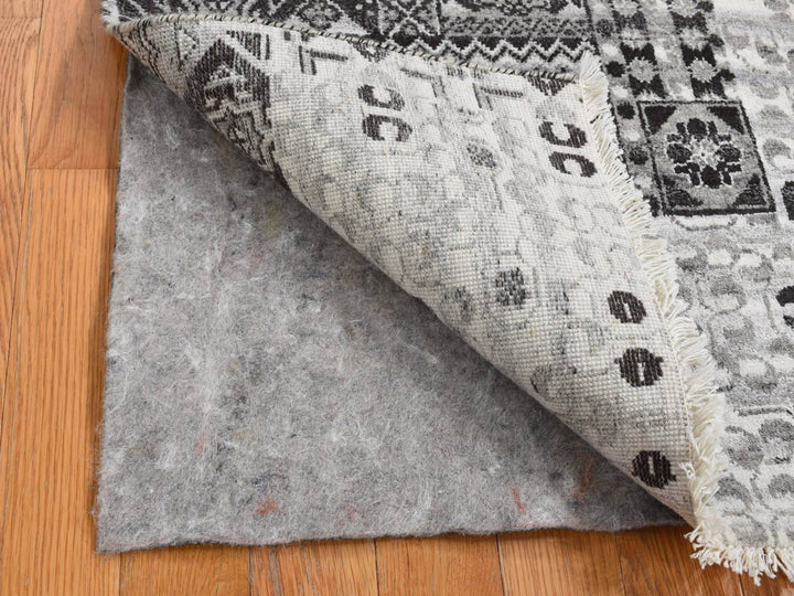2'8" x 3'0" New Hand Knotted Grey Wool Rectangle Oriental Rug - MOA10287686