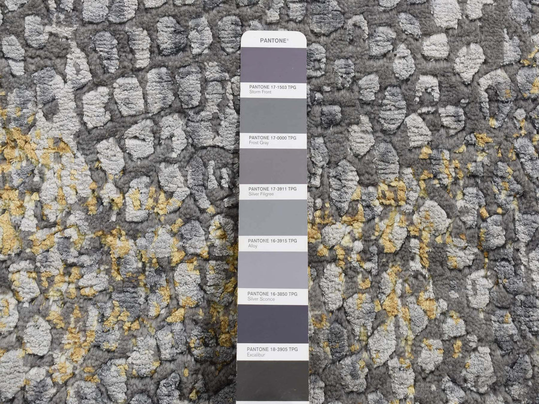 3'0" x 8'0" New Hand Knotted Grey Wool & Silk Runner Oriental Rug - MOA10287688