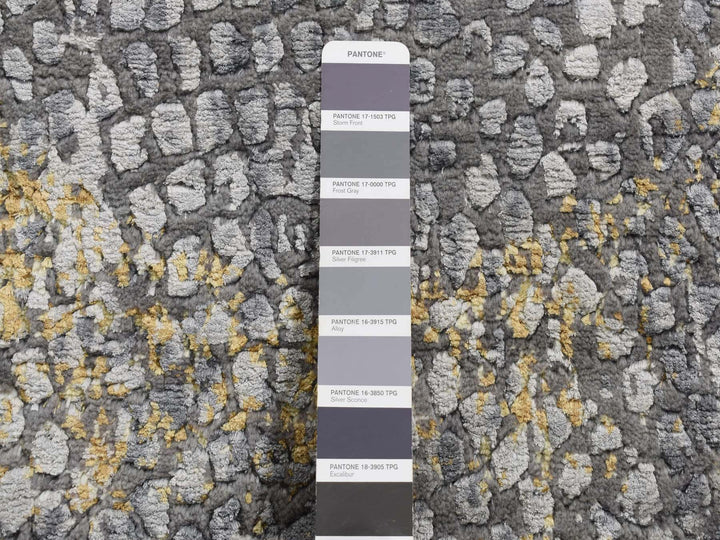 3'0" x 8'0" New Hand Knotted Grey Wool & Silk Runner Oriental Rug - MOA10287688