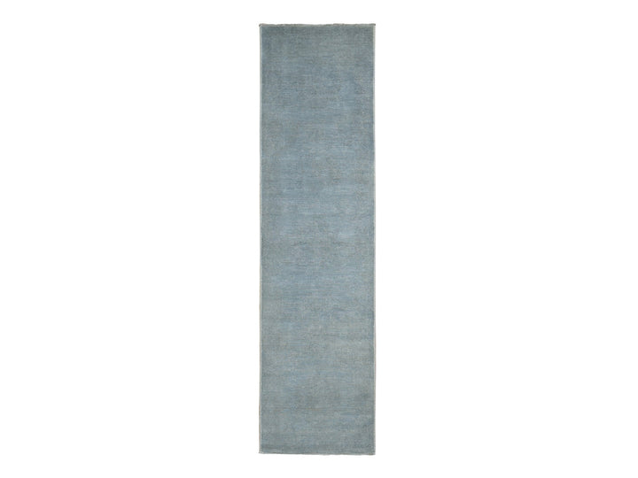 2'7" x 9'10" New Hand Knotted Grey Wool Runner Oriental Rug - MOA10287691