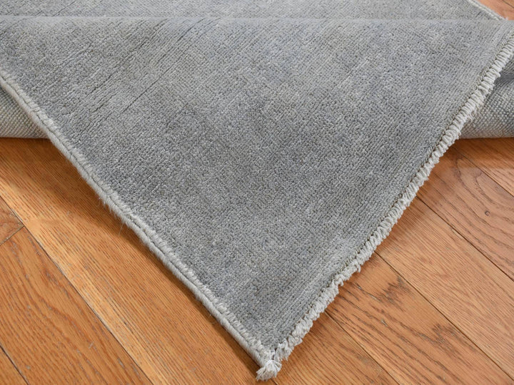 2'7" x 9'10" New Hand Knotted Grey Wool Runner Oriental Rug - MOA10287691