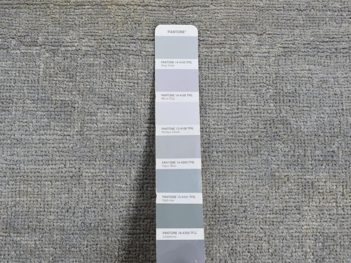 2'7" x 9'10" New Hand Knotted Grey Wool Runner Oriental Rug - MOA10287691