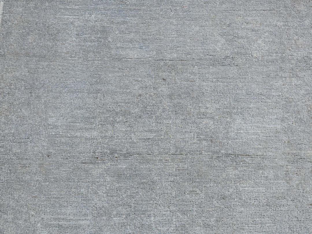 2'7" x 9'10" New Hand Knotted Grey Wool Runner Oriental Rug - MOA10287691