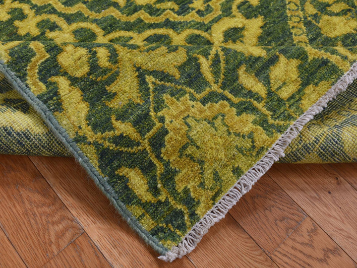 4'1" x 11'8" New Hand Knotted Overdyed Wool Runner Oriental Rug - MOA10287693