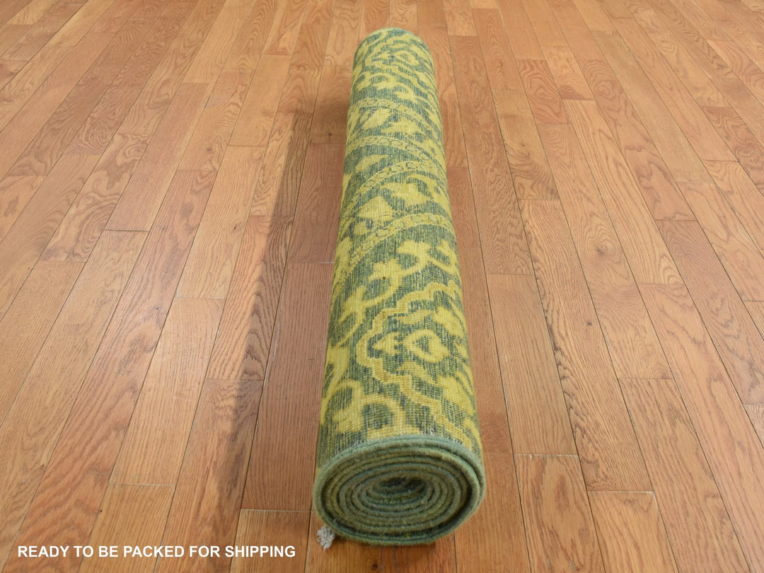 4'1" x 11'8" New Hand Knotted Overdyed Wool Runner Oriental Rug - MOA10287693