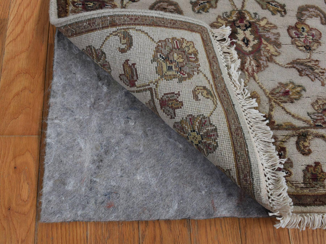 2'7" x 16'0" New Hand Knotted Ivory Wool & Silk Runner Oriental Rug - MOA10287694